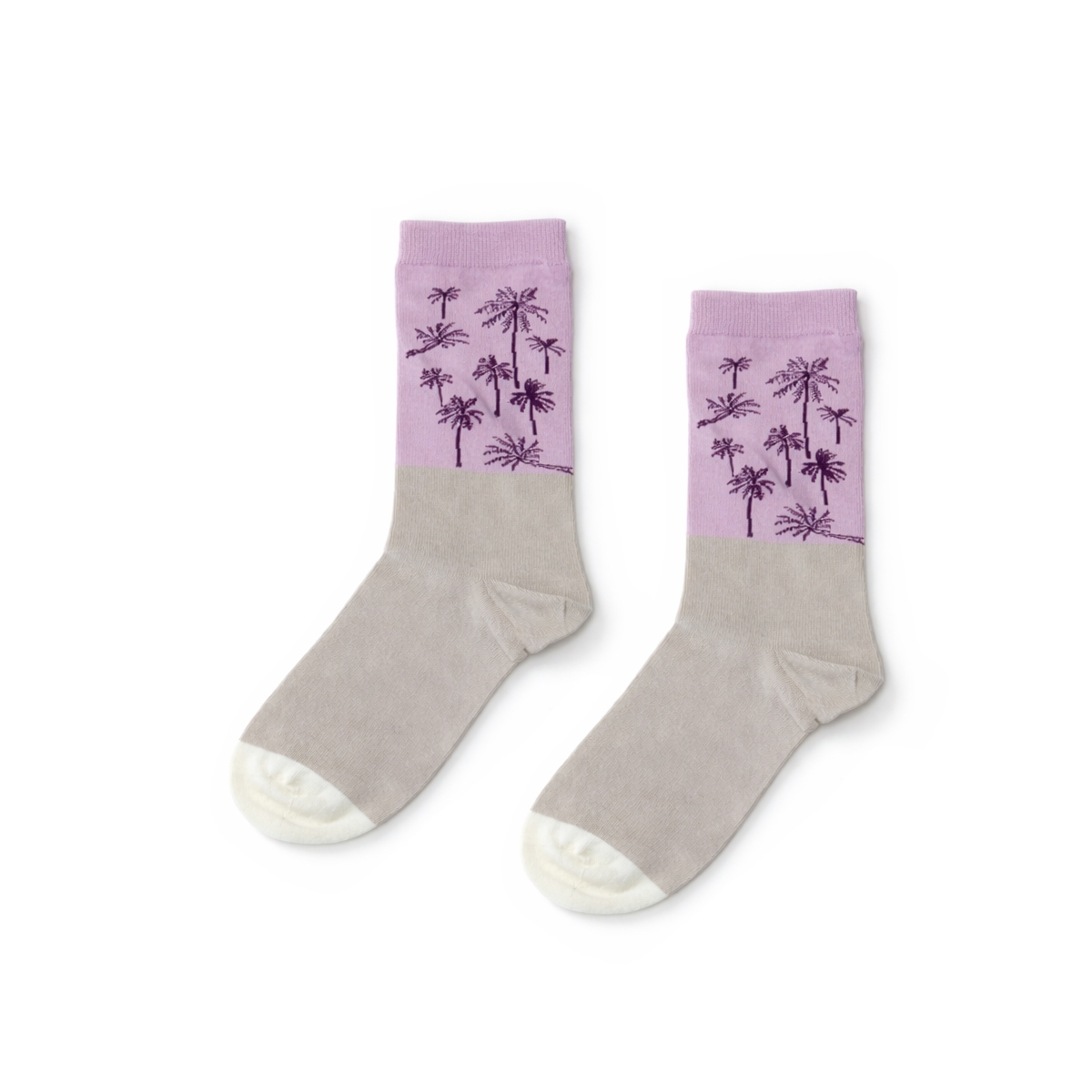 WildSock Pink Palms - lilac and grey socks with palm tree silhouettes