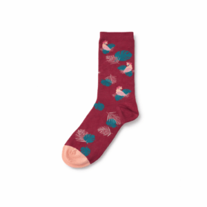 גרבי WildSock עם הדפס דקלים טרופי על רקע בורגונדי