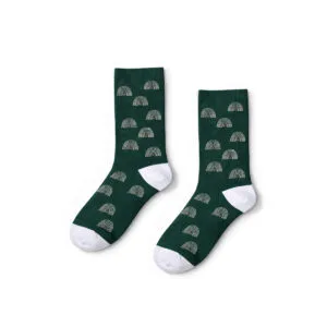 WildSock Rainbow - green socks with rainbow arch pattern