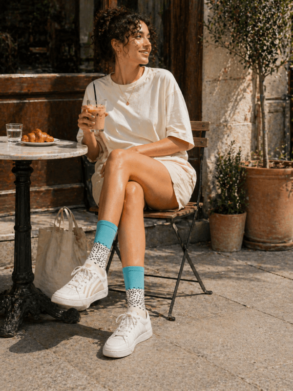 WildSock, קפה אחרי הצהריים, גרביים מעוצבות בצבע טורקיז